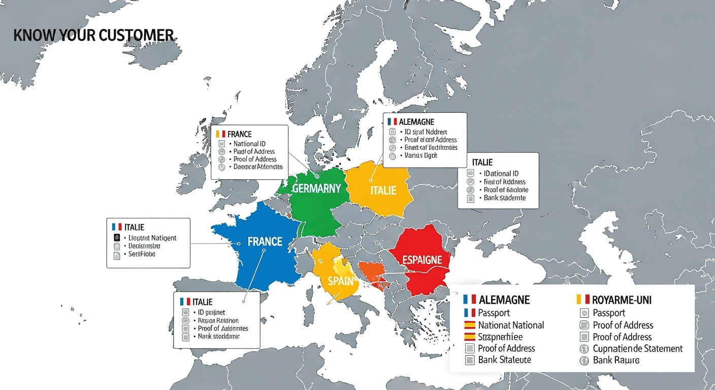 Carte des exigences KYC par pays