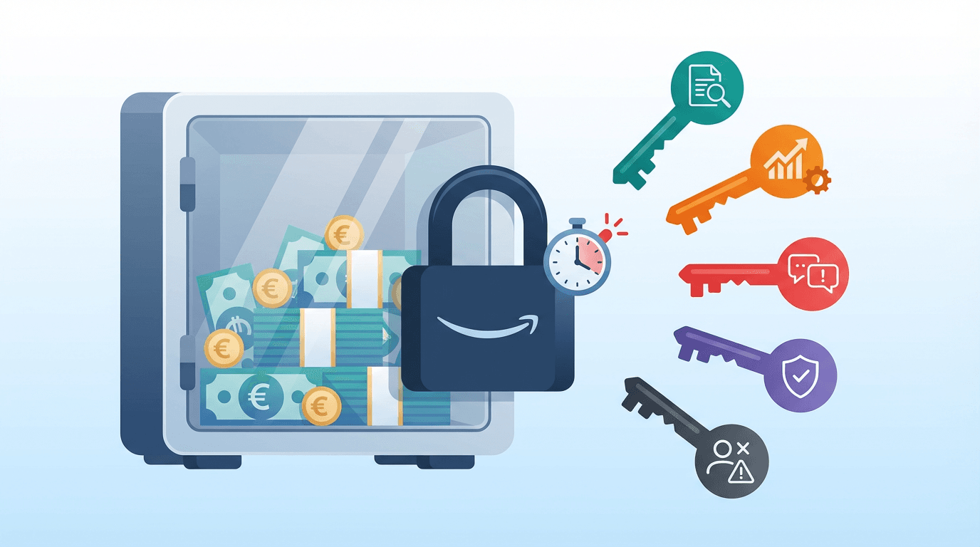 Fonds bloqués Amazon : 5 causes et comment récupérer votre argent (Guide 2026)